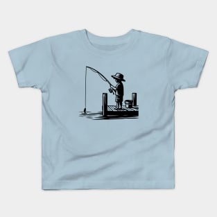 Little Boy Fishing Kids T-Shirt